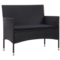 Vidaxl 4 Piece Patio Lounge Set With Cushions Poly Rattan Black