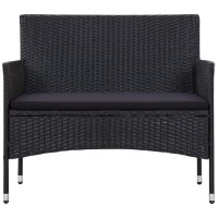 Vidaxl 4 Piece Patio Lounge Set With Cushions Poly Rattan Black