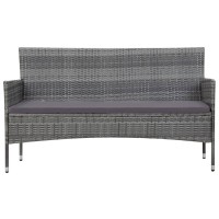 Vidaxl 4 Piece Patio Lounge Set With Cushions Poly Rattan Gray