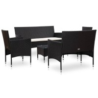 Vidaxl 5 Piece Patio Lounge Set With Cushions Poly Rattan Black