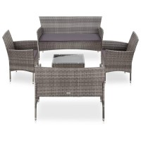 Vidaxl 5 Piece Patio Lounge Set With Cushions Poly Rattan Gray