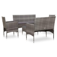 Vidaxl 5 Piece Patio Lounge Set With Cushions Poly Rattan Gray