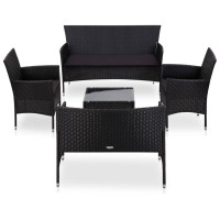 Vidaxl 5 Piece Patio Lounge Set With Cushions Poly Rattan Black