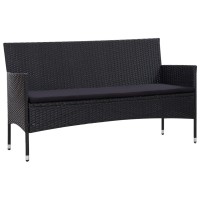 Vidaxl 5 Piece Patio Lounge Set With Cushions Poly Rattan Black