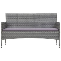 Vidaxl 3-Seater Patio Sofa With Cushions Gray Poly Rattan