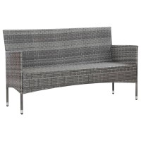 Vidaxl 3-Seater Patio Sofa With Cushions Gray Poly Rattan