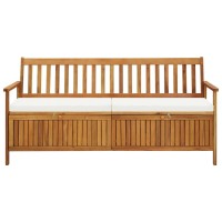 Vidaxl Storage Bench With Cushion 66.9 Solid Acacia Wood