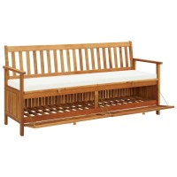 Vidaxl Storage Bench With Cushion 66.9 Solid Acacia Wood