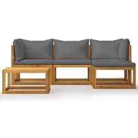 vidaXL 5 Piece Patio Lounge Set with Cushions Solid Acacia Wood