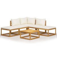 vidaXL 6 Piece Patio Lounge Set with Cushions Solid Acacia Wood