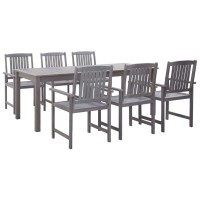 vidaXL 7 Piece Patio Dining Set Gray Solid Acacia Wood