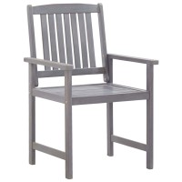 vidaXL 7 Piece Patio Dining Set Gray Solid Acacia Wood