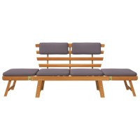 Vidaxl 2-In-1 Patio Daybed With Cushion 74.8 Solid Acacia Wood