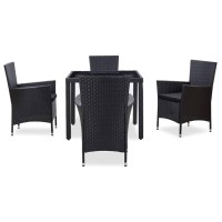 Vidaxl 5 Piece Patio Dining Set Poly Rattan Black