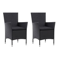 vidaXL Patio Chairs 2 pcs Black Poly Rattan