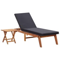 Vidaxl Sun Lounger With Table Poly Rattan And Solid Acacia Wood