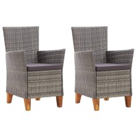 Vidaxl Patio Chairs 2 Pcs With Cushions Poly Rattan Gray
