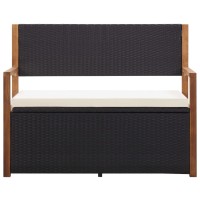 Vidaxl Storage Bench 43.3 Poly Rattan And Solid Acacia Wood Black