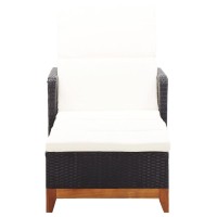 Vidaxl Sun Lounger Poly Rattan And Solid Acacia Wood Black