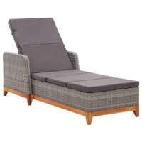 Vidaxl Sun Lounger Poly Rattan And Solid Acacia Wood Gray