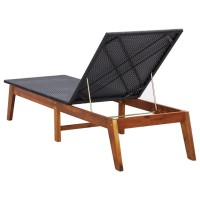 vidaXL Sun Lounger Poly Rattan and Solid Acacia Wood