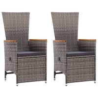 vidaXL Reclining Patio Chairs 2 pcs with Cushions Poly Rattan Gray