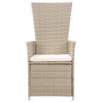 vidaXL Reclining Patio Chairs 2 pcs with Cushions Poly Rattan Beige