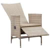 vidaXL Reclining Patio Chairs 2 pcs with Cushions Poly Rattan Beige