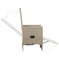 vidaXL Reclining Patio Chairs 2 pcs with Cushions Poly Rattan Beige