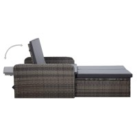 Vidaxl 2 Piece Patio Lounge Set With Cushions Poly Rattan Gray