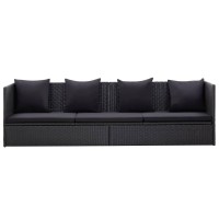 Vidaxl Patio Bed With Cushion And Pillow Poly Rattan Black