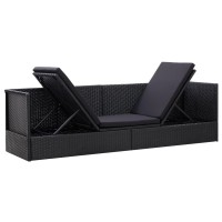 Vidaxl Patio Bed With Cushion And Pillow Poly Rattan Black