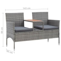 vidaXL 2-Seater Patio Bench with Tea Table 56.3