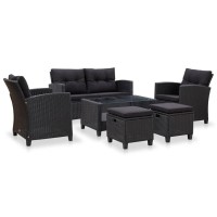 Vidaxl 6 Piece Patio Sofa Set With Cushions Poly Rattan Black