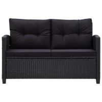 vidaXL 2-Seater Patio Sofa with Cushions Black 48.8