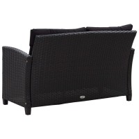 vidaXL 2-Seater Patio Sofa with Cushions Black 48.8