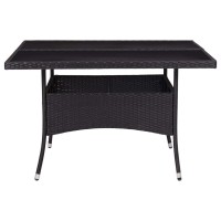 Vidaxl Patio Dining Table Black Poly Rattan And Glass