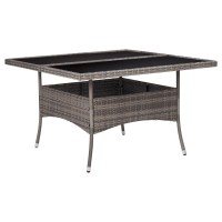 Vidaxl Patio Dining Table Gray Poly Rattan And Glass