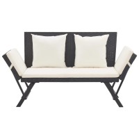Vidaxl Patio Bench With Cushions 69.3 Black Poly Rattan