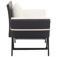 Vidaxl Patio Bench With Cushions 69.3 Black Poly Rattan