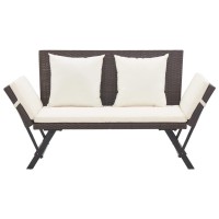 Vidaxl Patio Bench With Cushions 69.3 Brown Poly Rattan