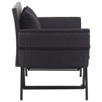 Vidaxl Patio Bench With Cushions 69.3 Black Poly Rattan