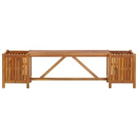 Vidaxl Patio Bench With 2 Planters 59.1X11.8X15.7 Solid Acacia Wood