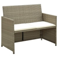 Vidaxl 2 Seater Patio Sofa With Cushions Beige Poly Rattan