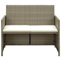 Vidaxl 2 Seater Patio Sofa With Cushions Beige Poly Rattan