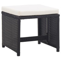 vidaXL Patio Stools 2 pcs with Cushions Poly Rattan Black