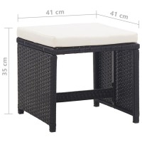 vidaXL Patio Stools 2 pcs with Cushions Poly Rattan Black