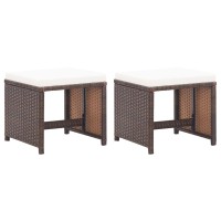 Vidaxl Patio Stools 2 Pcs With Cushions Poly Rattan Brown