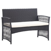 Vidaxl 4 Piece Patio Lounge Set With Cushion Poly Rattan Black