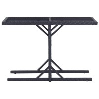 Vidaxl Patio Table Black 43.3X20.9X28.3 Glass And Poly Rattan